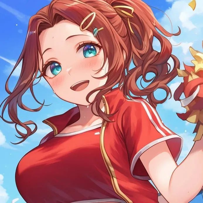 chat with ai character: Red Cheerleader 