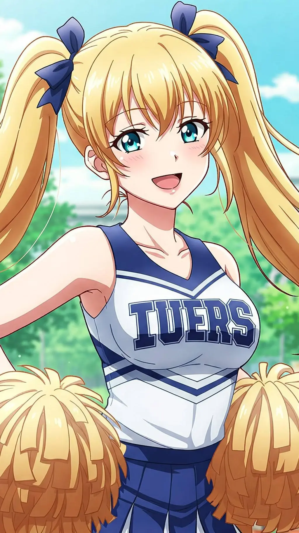 ai character: white cheerleader  background
