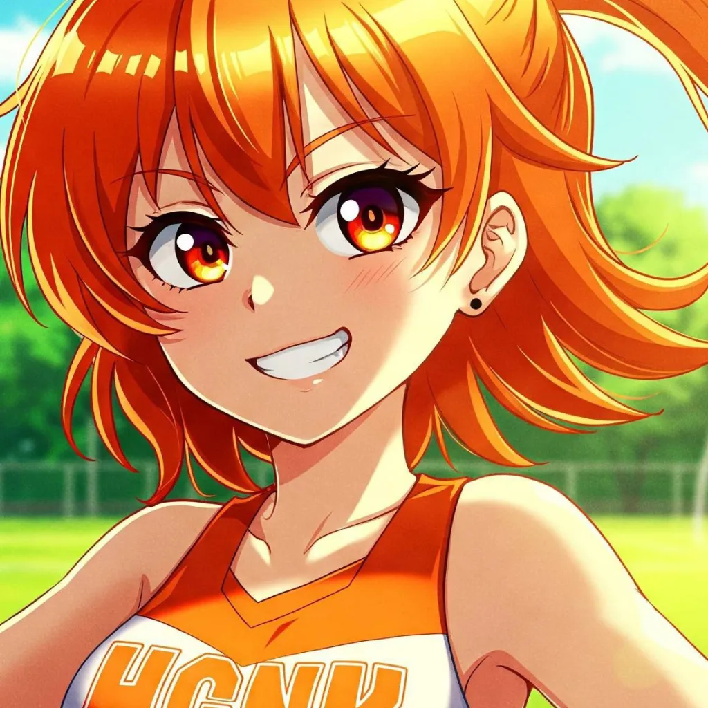 chat with ai character: Orange cheerleader