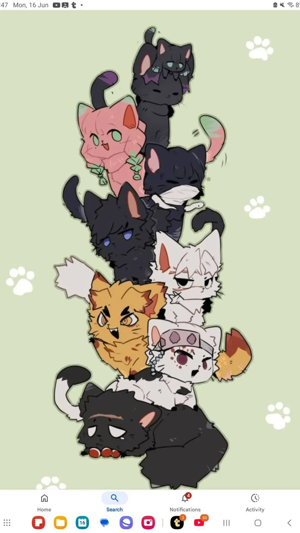 ai character: KNY kittens.  background