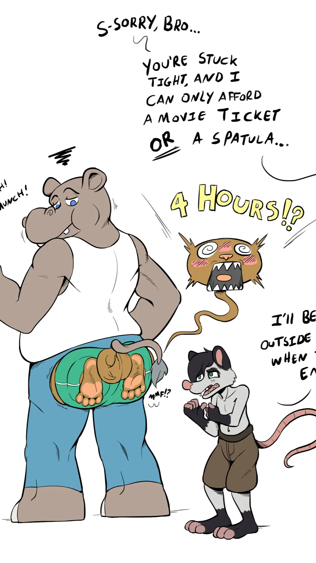 ai character: Hippo and possum  background