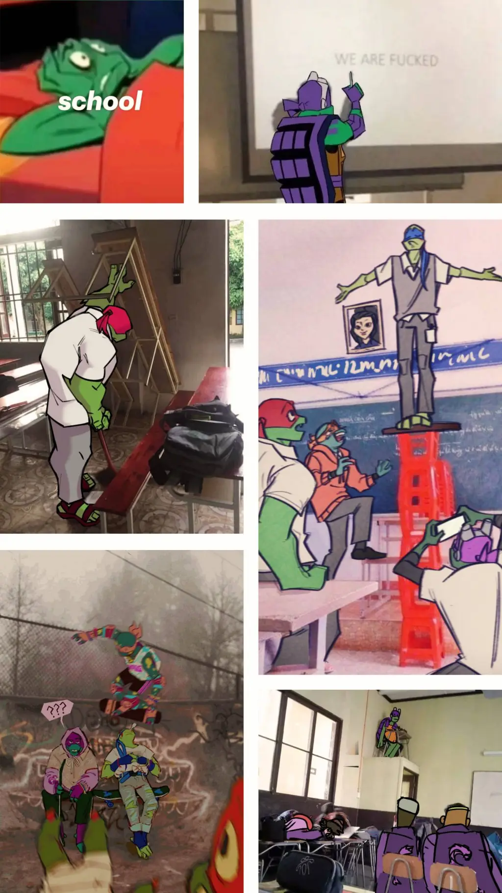 ai character: ROTTMNT school! 🏫 background