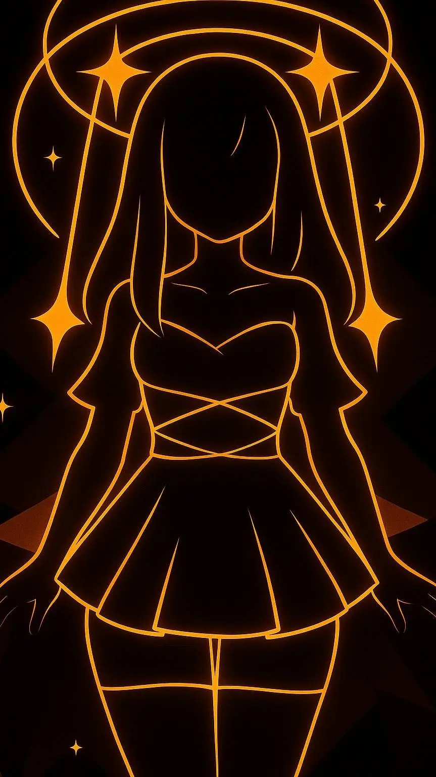 ai character: Valeria 🖤🧡💫💫🌞🌞 background