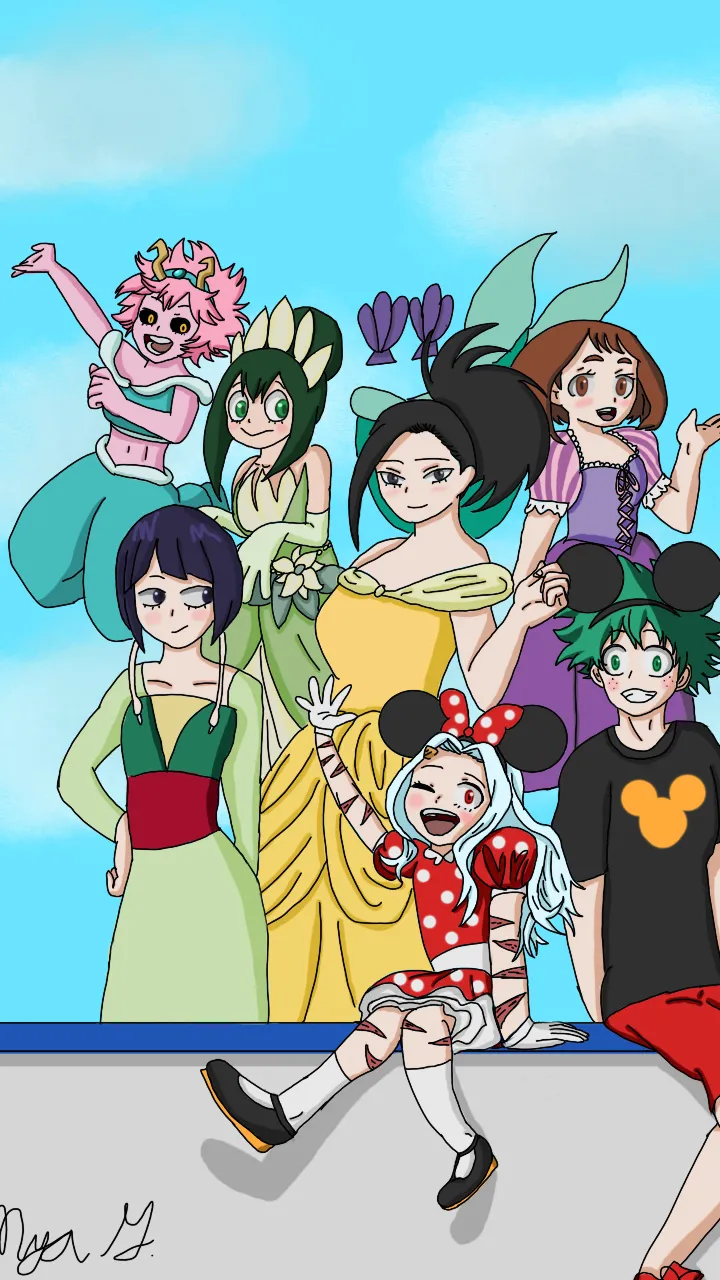ai character: 1) MHA X Disney background