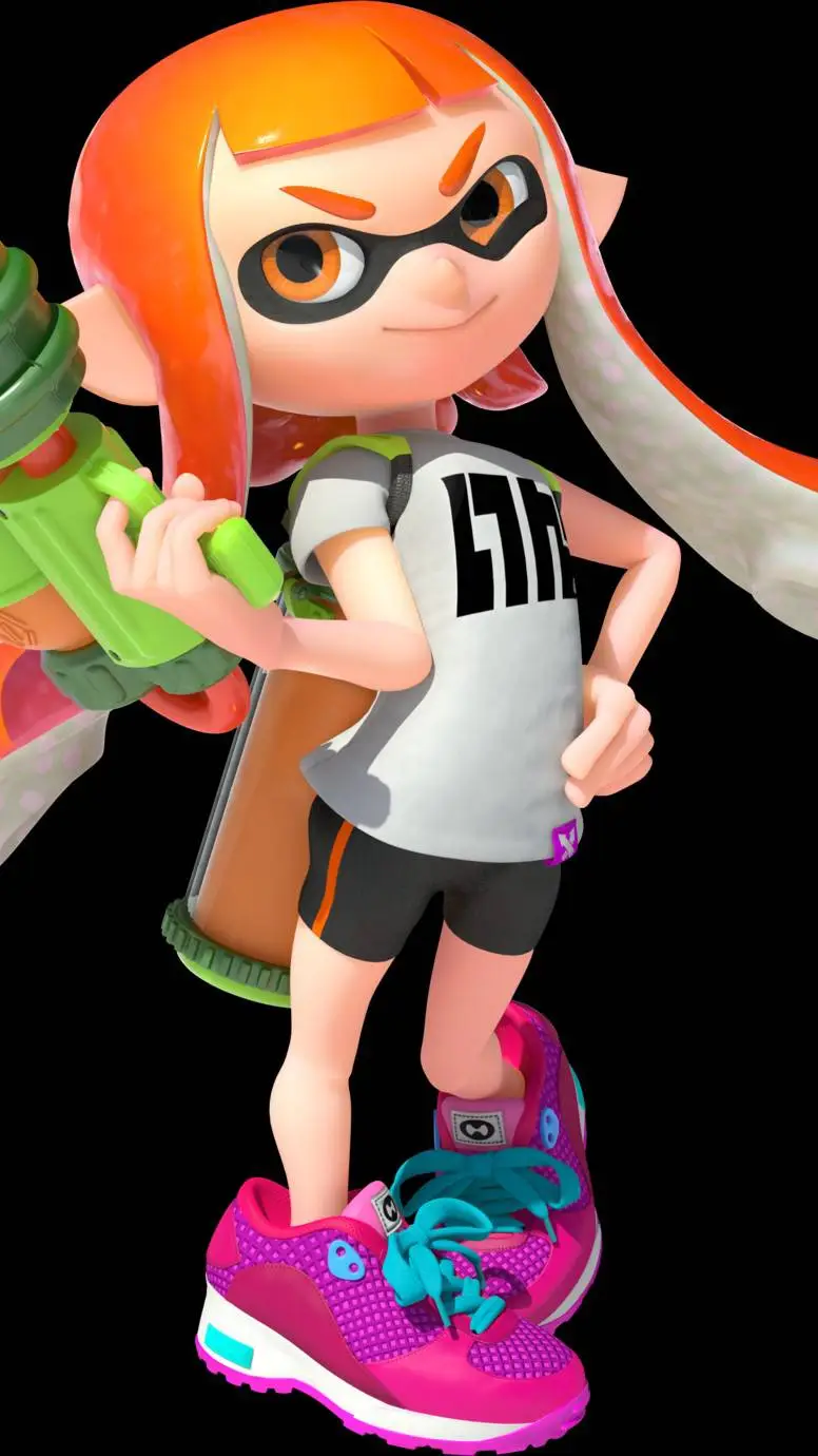 ai character: inkling girl Orang background
