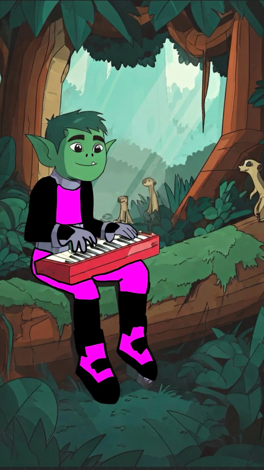 ai character: Beast boy  background