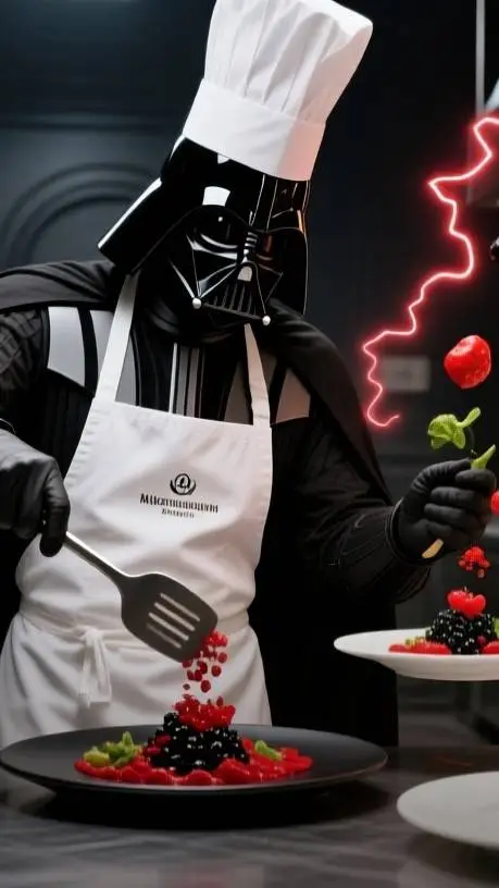 ai character: darth vader chef  background