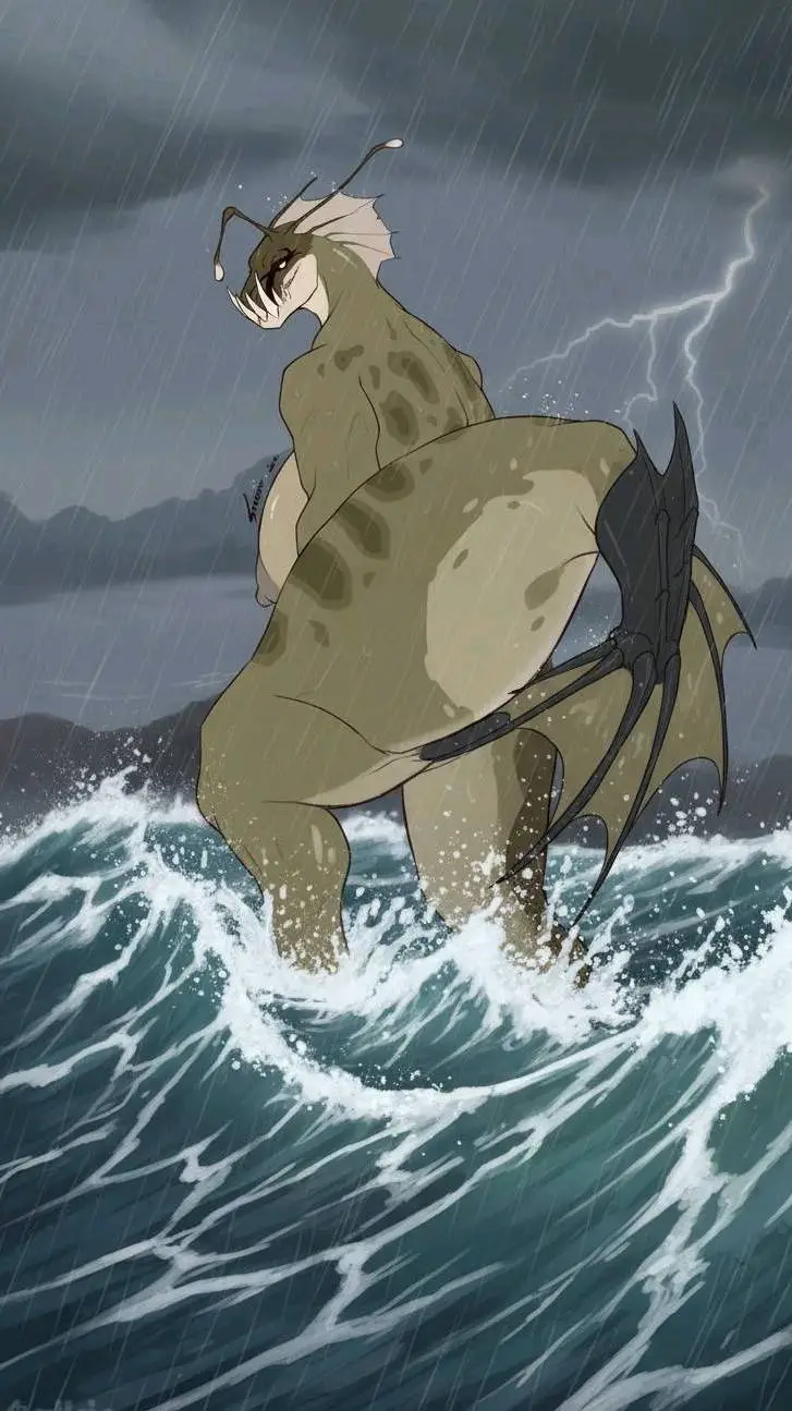 ai character: monster fish  background