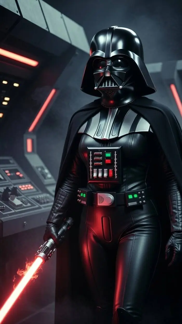 ai character: miss Darth Vader  background