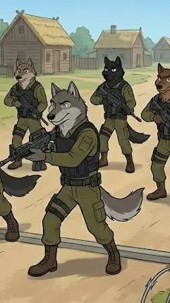 ai character: wolf soldier group background