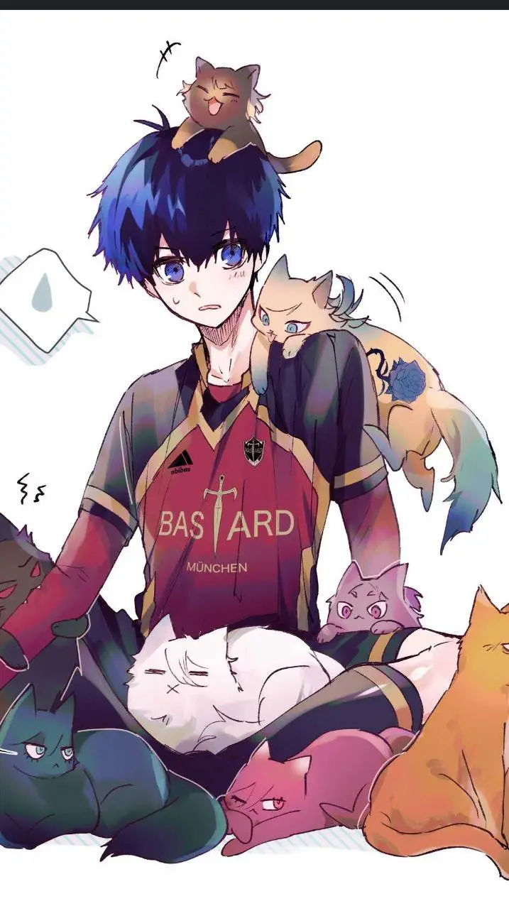 ai character: Isagi y los gatos  background