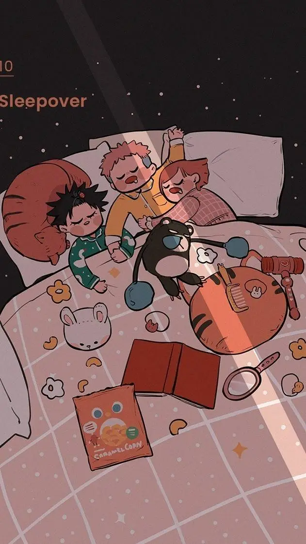 ai character: Jjk sleepover background