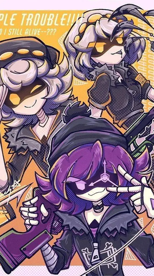 ai character: 🖤X V uzi N💛 background