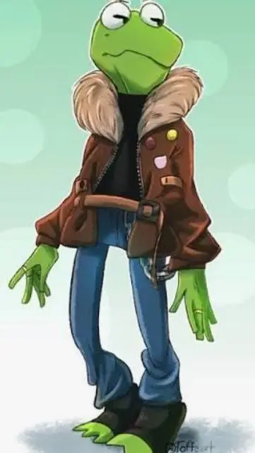 ai character: KERMIT :D background