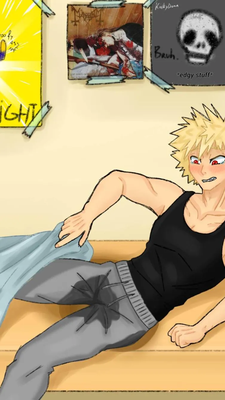 ai character: Bakugo wet the bed background