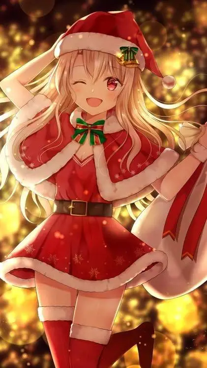 ai character: chica navideña.  background