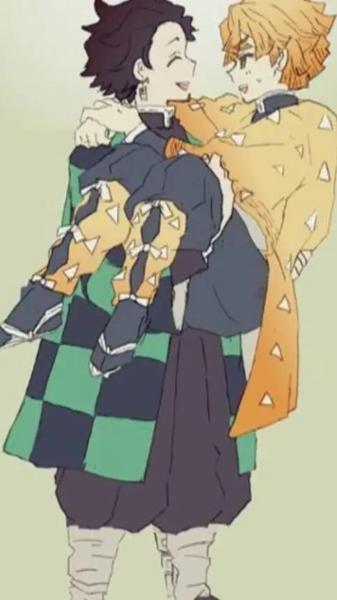 ai character: Tanjiro y Zenitsu  background