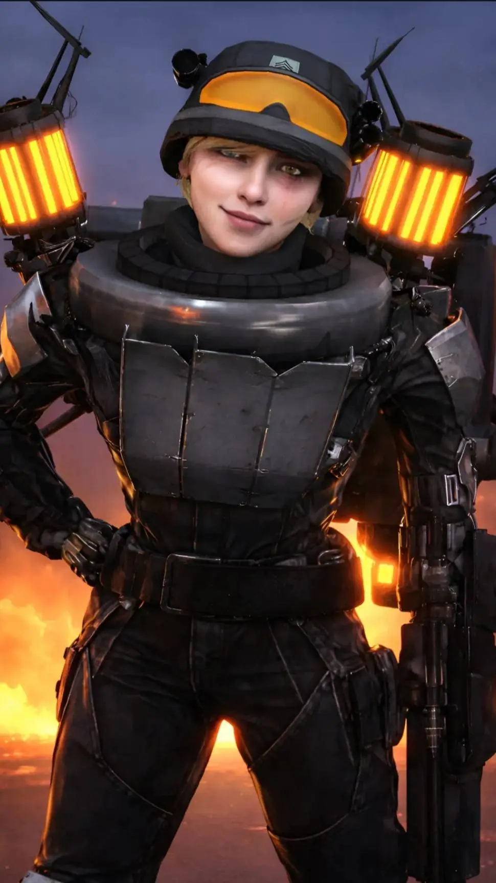 ai character: skibidi woman background