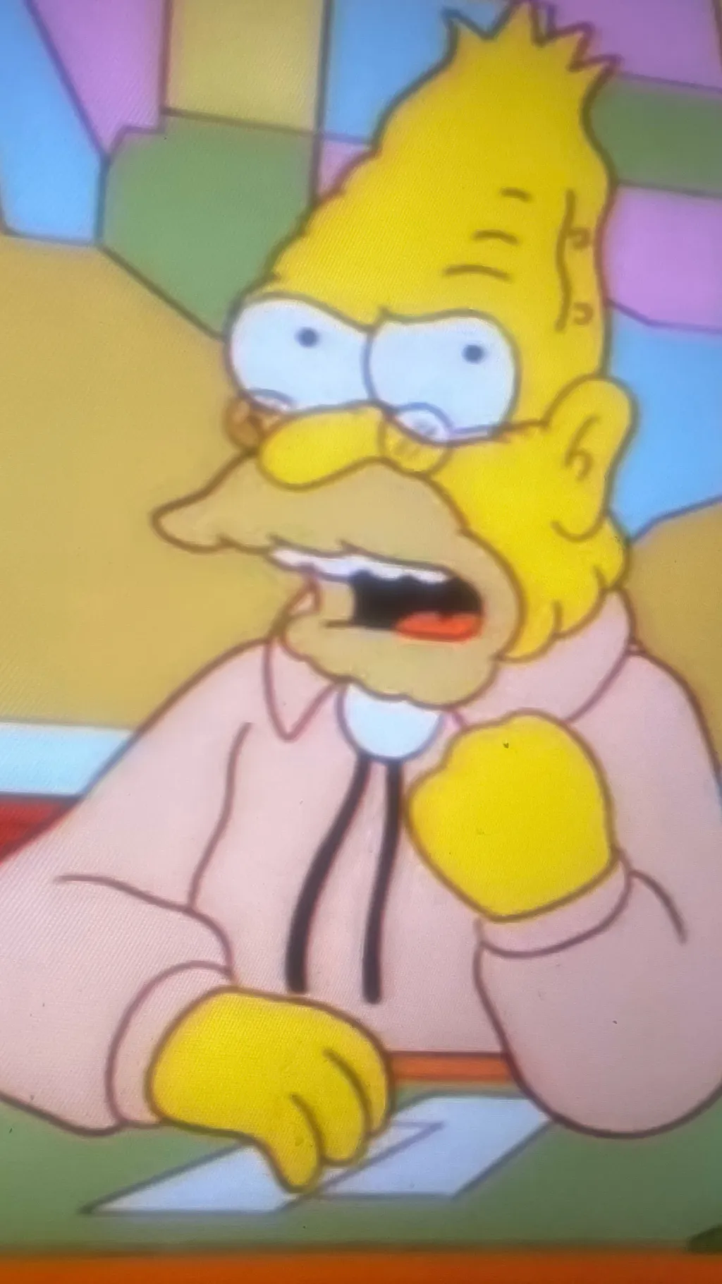 ai character: Abraham simpson ￼ background