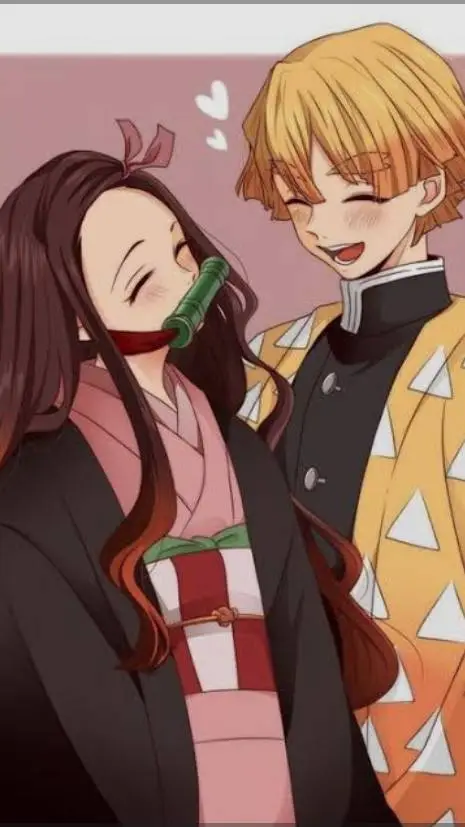 ai character: ⚡Zenitsu x Nezuko🌸 background