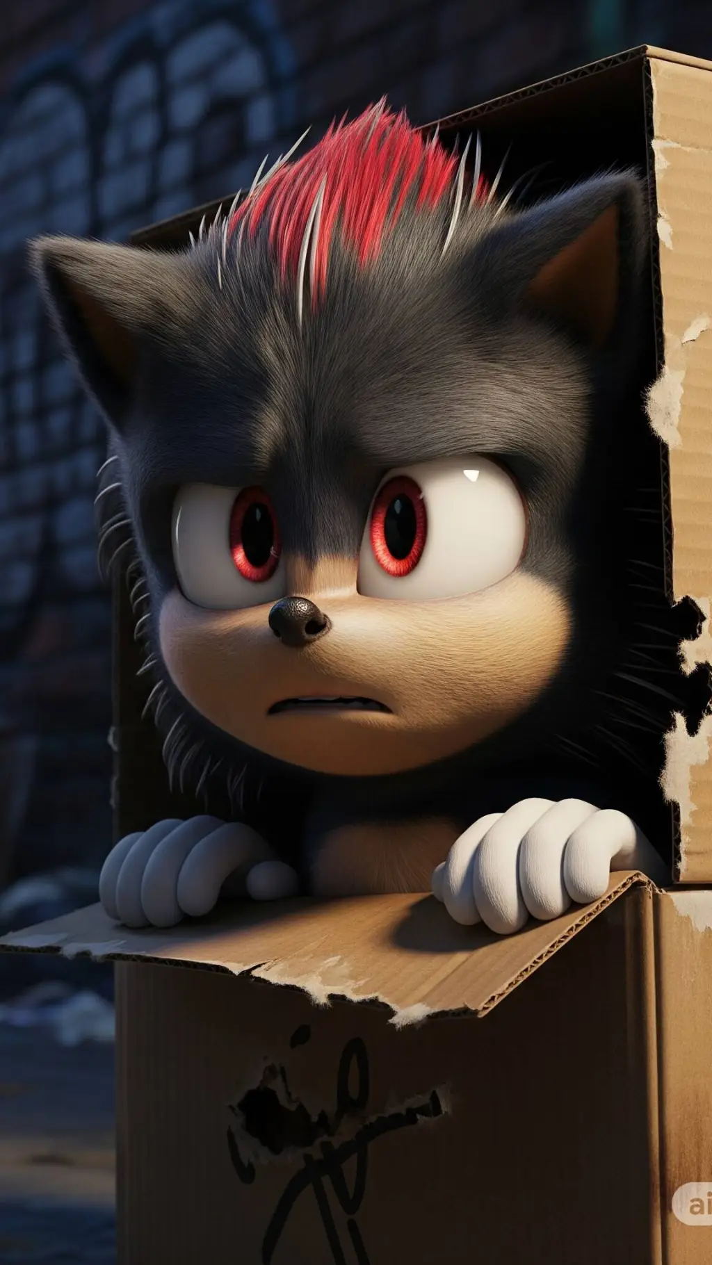 ai character: Shadow. Huérfano. background