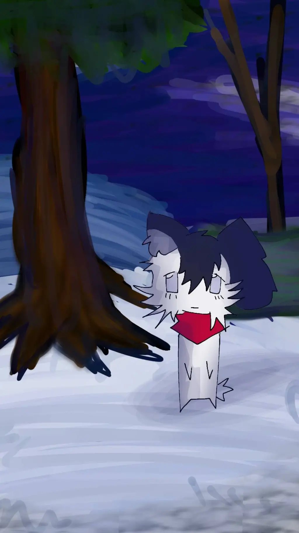 ai character: snowy forest (2) background