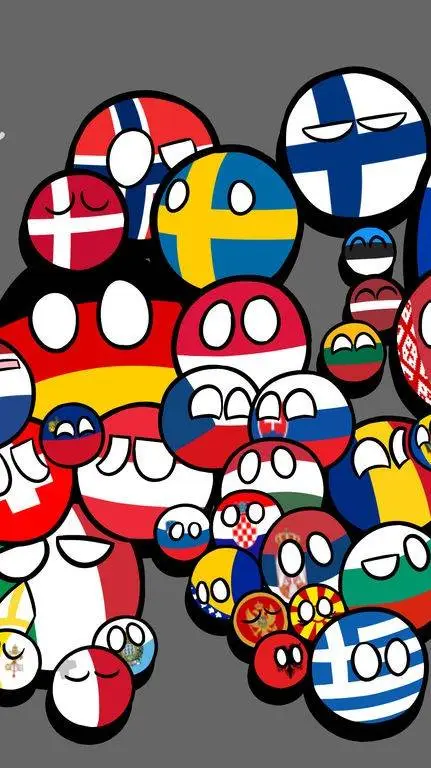 ai character: country balls eu background