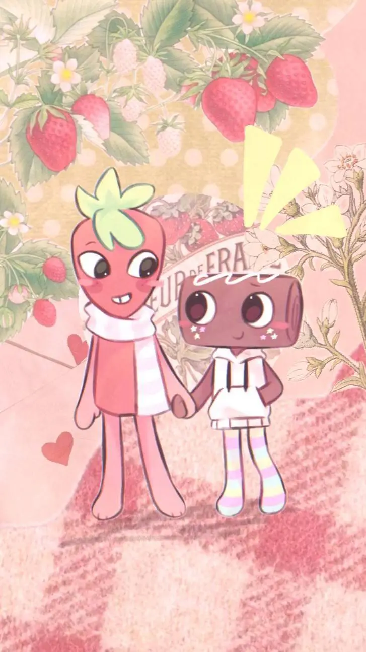 ai character: 🩷🧁..Fruitcake..🍓💚 background