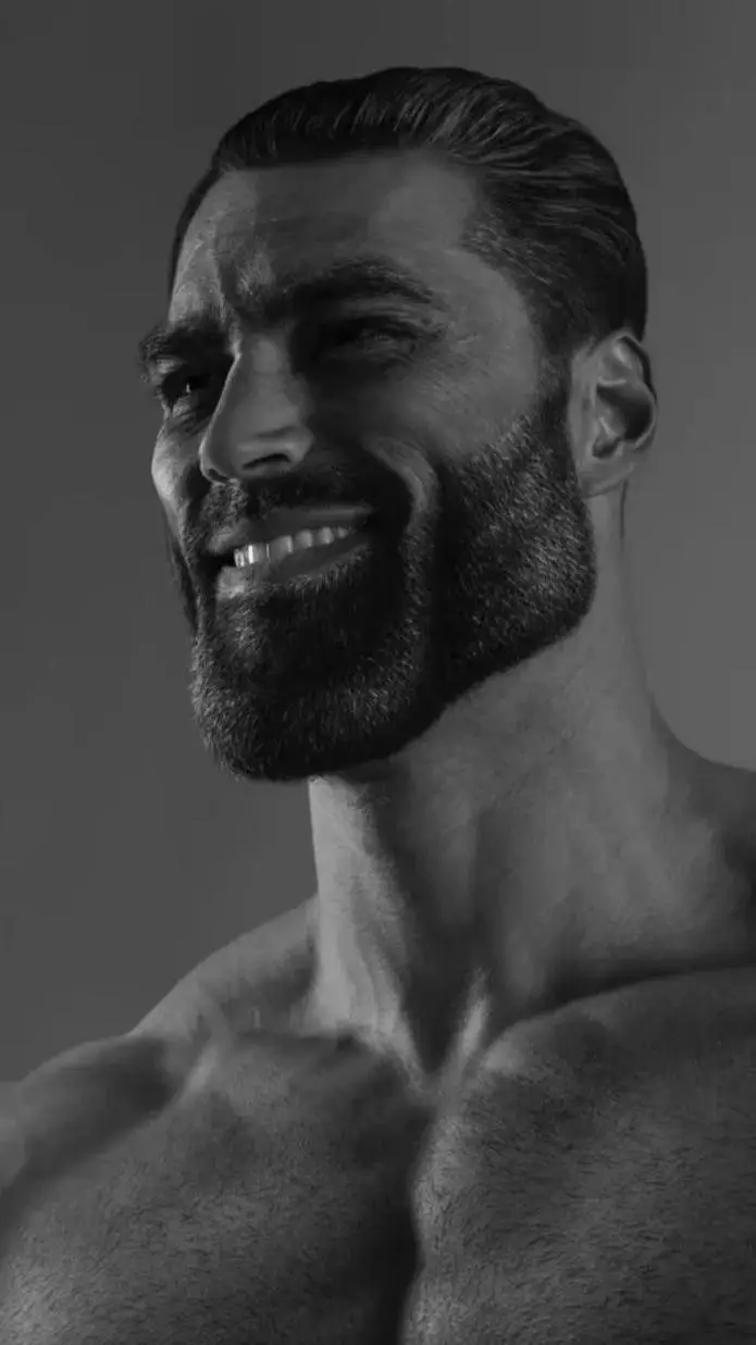 ai character: Giga Chad  background