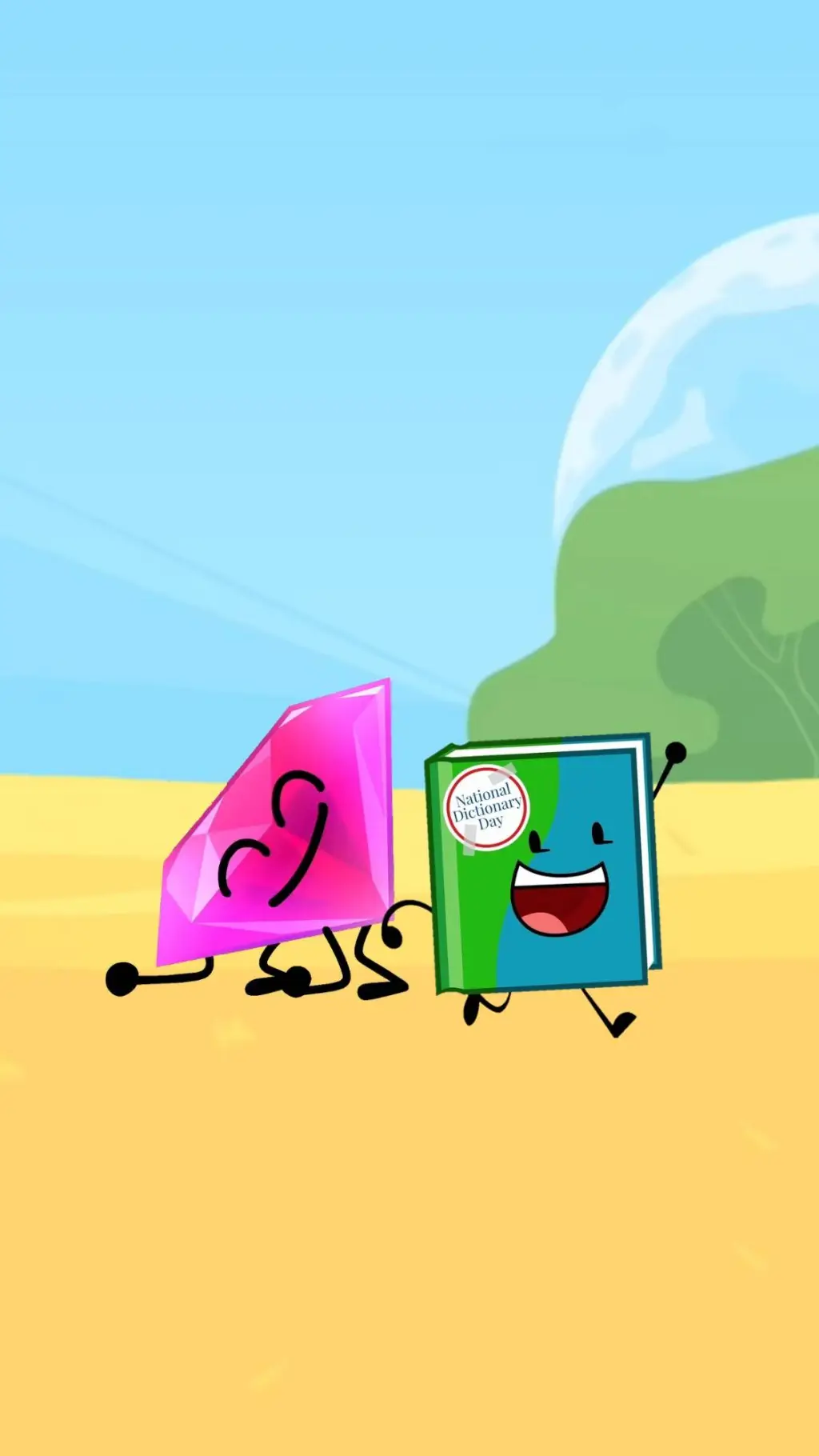 ai character: ruby and book background