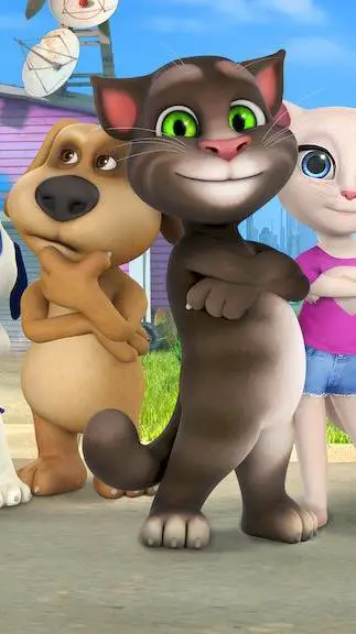 ai character: talking tom y sus  background