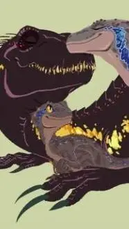 ai character: blue x indoraptor  background