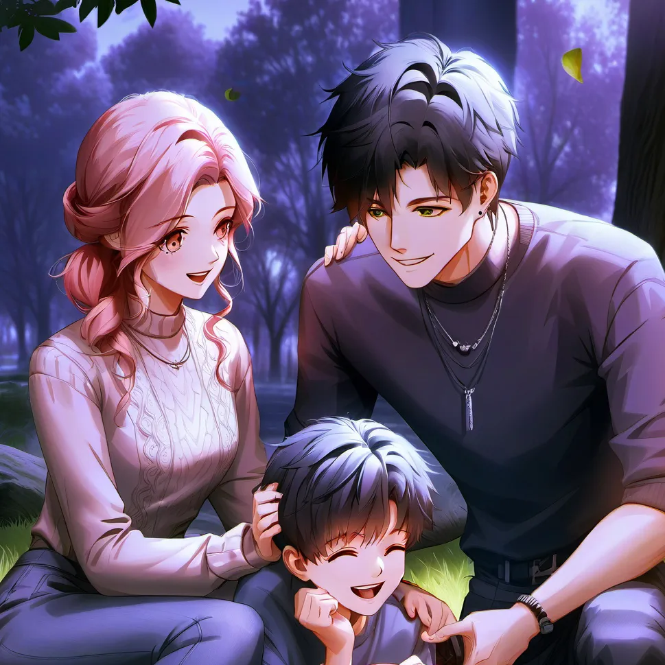 chat with ai character: Happy family!