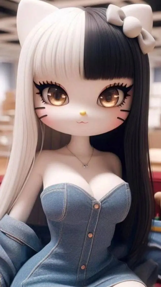 ai character: Hello kitty  background