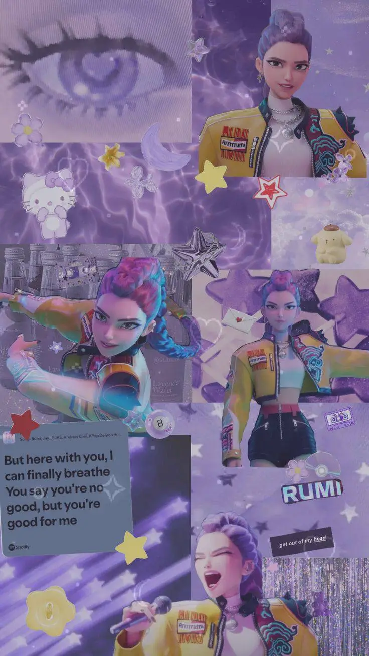 ai character: 🪻rumi💜 background