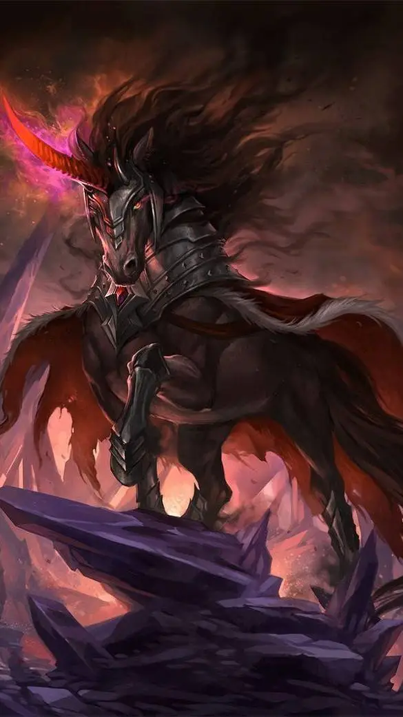 ai character: Evil Unicorn😈 background