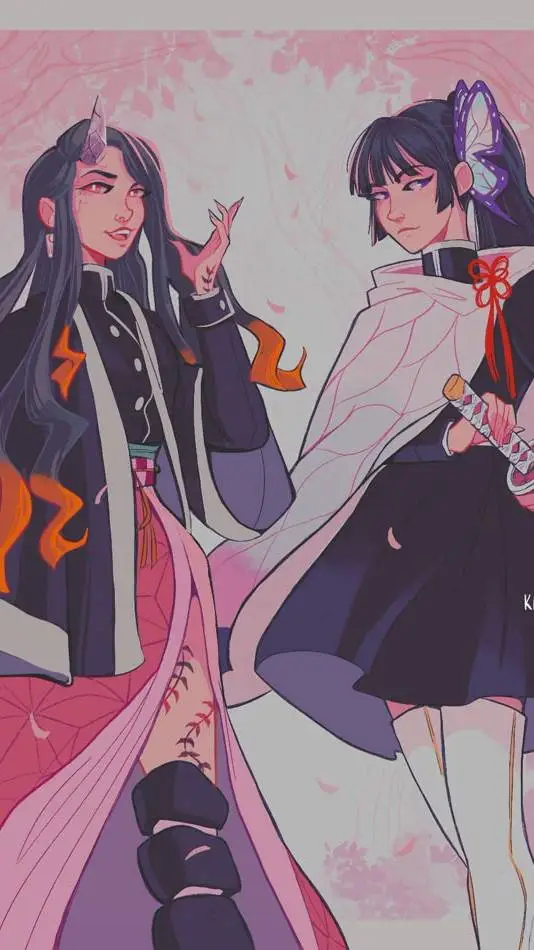 ai character: Nezuko x Kanao💐💖 background