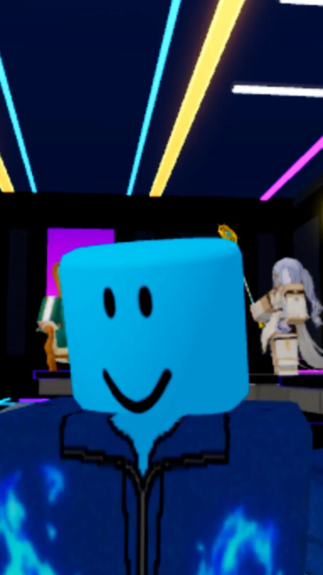 ai character: I am blue ￼ background