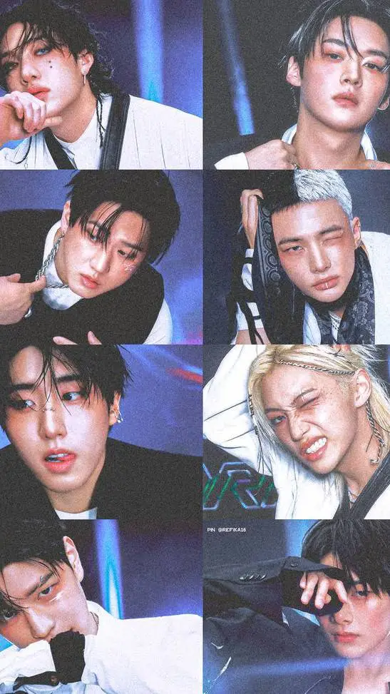 ai character: Stray kids~ 🩵🤍💙 background