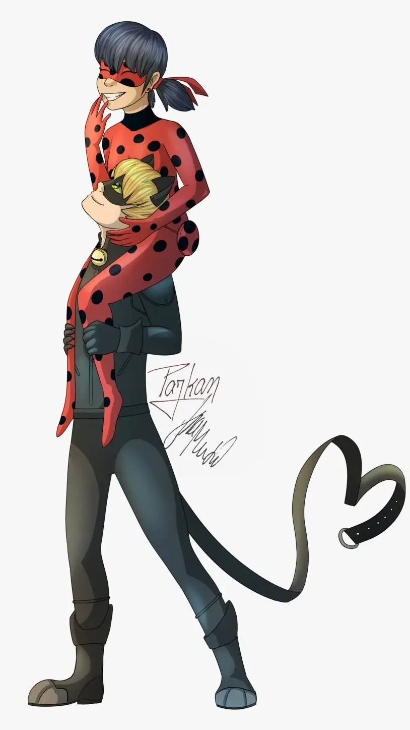 ai character: cat noir y Ladybug background