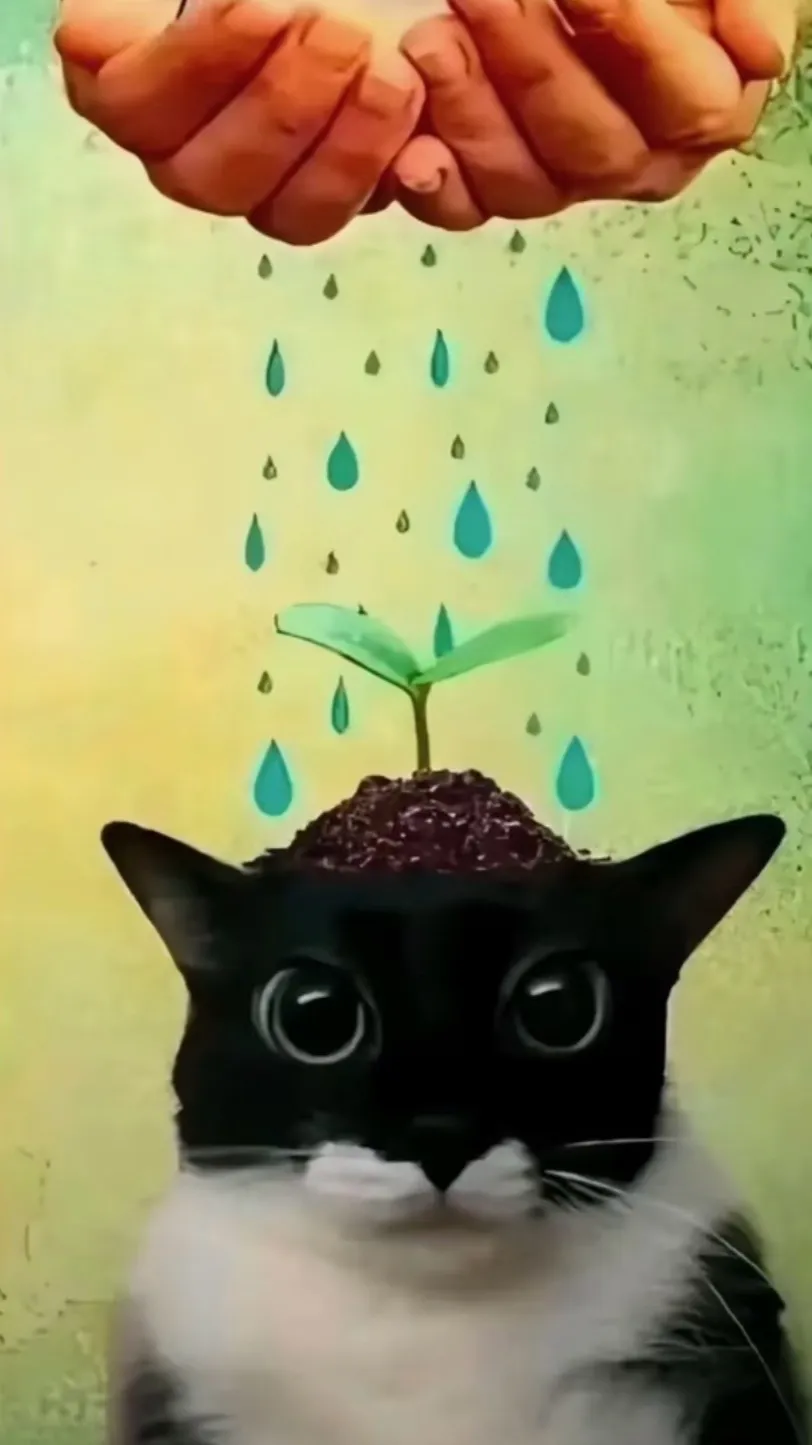 ai character: Plant cat background