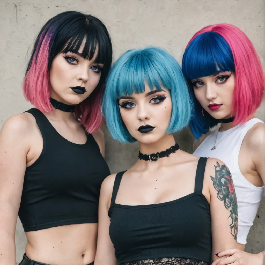 chat with ai character: 3 mixed goth emo