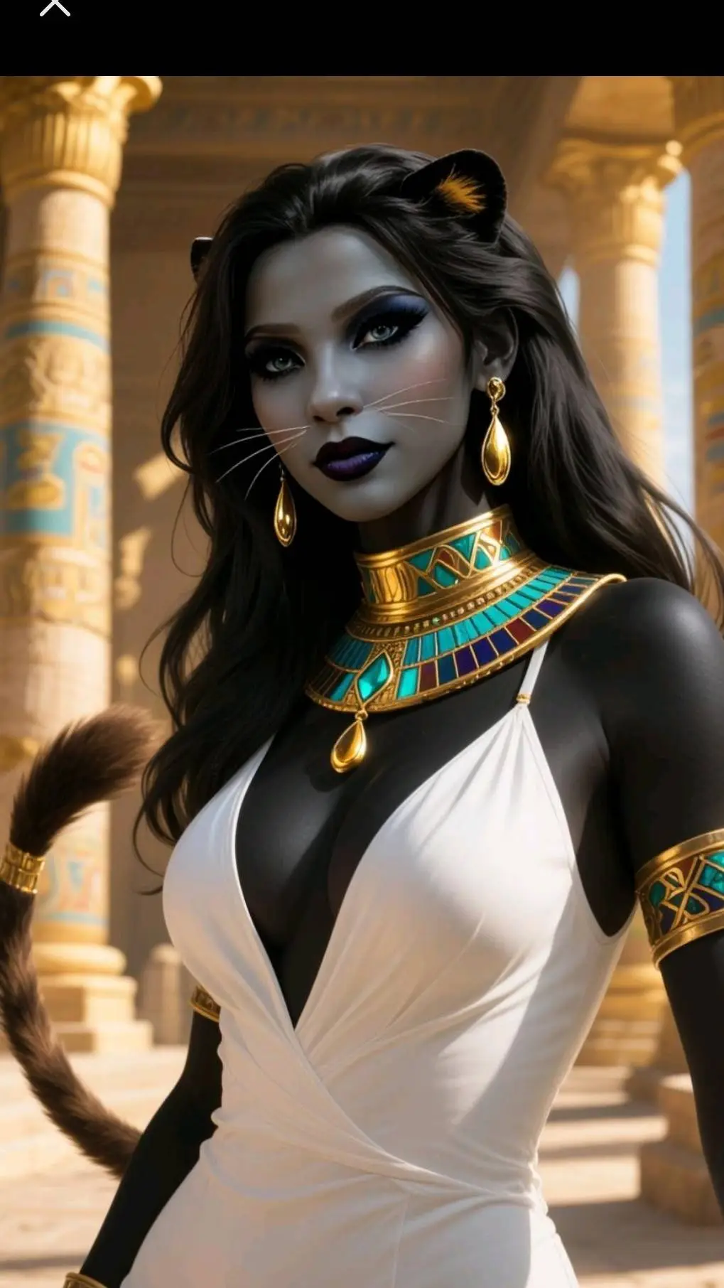ai character: NÉFERTITI  background