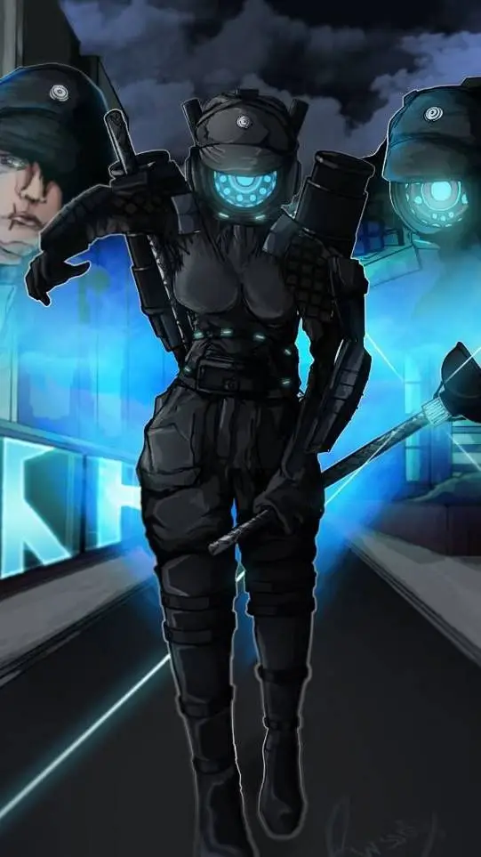 ai character: Cámara woman  background