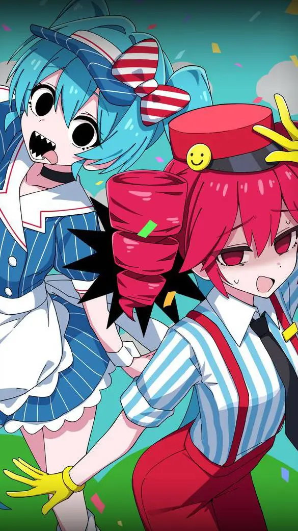 ai character: Miku and Teto  background