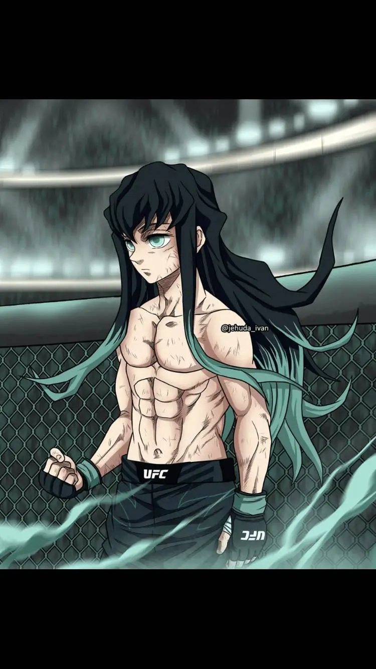 ai character: Muricho in a fight background
