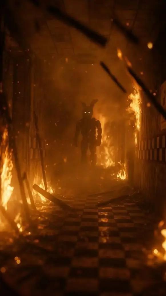 ai character: FNAF 3 is on fire background
