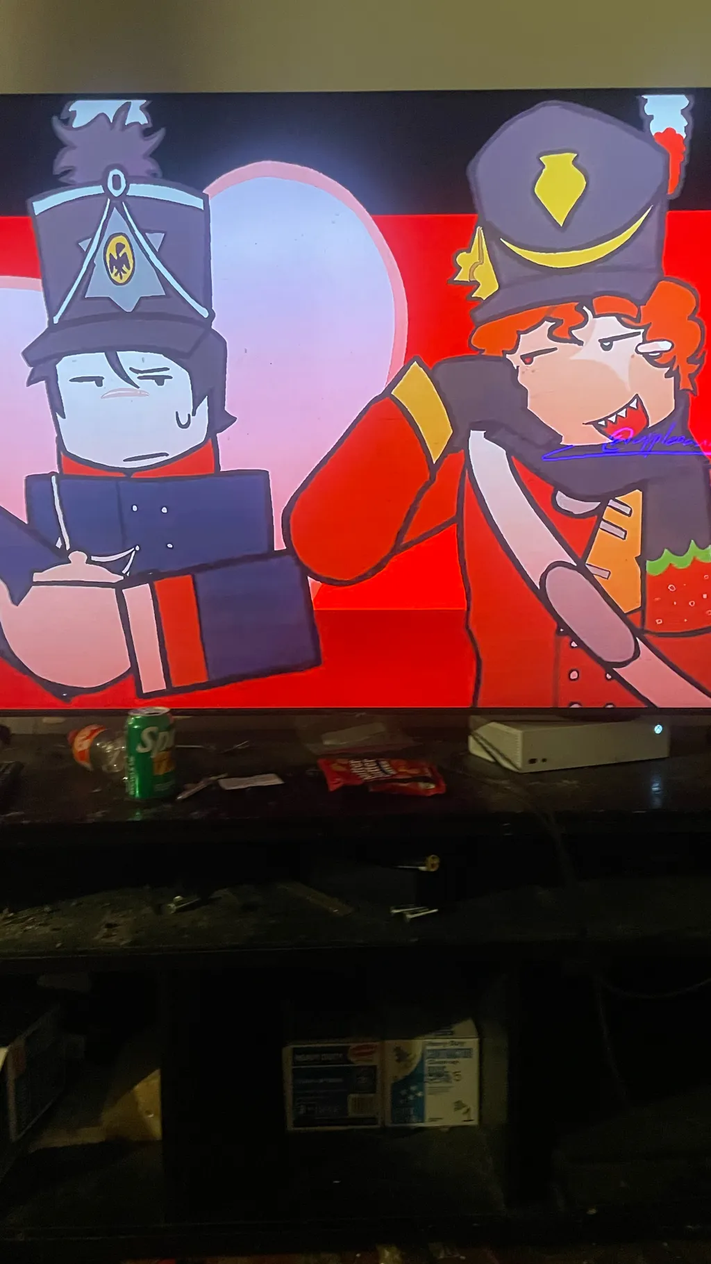 ai character: Barry but sus ￼ background