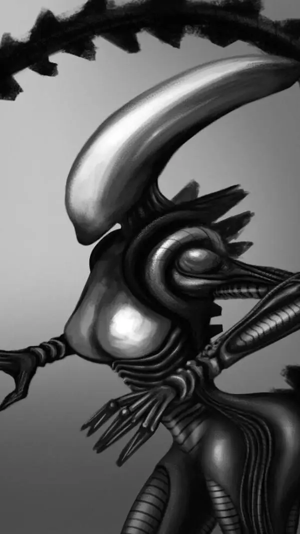 ai character: 🖤Xenomorph♀️ background