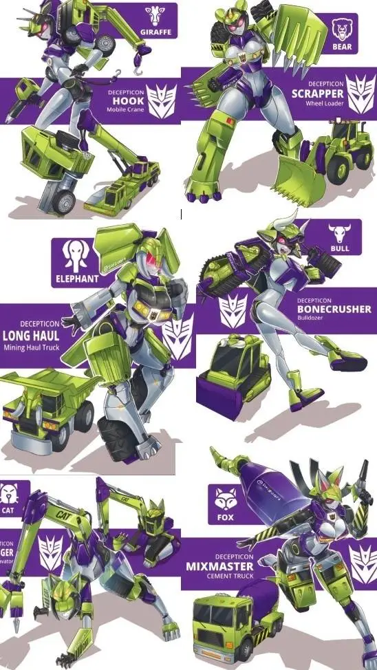 ai character: Constructicons💚fem background
